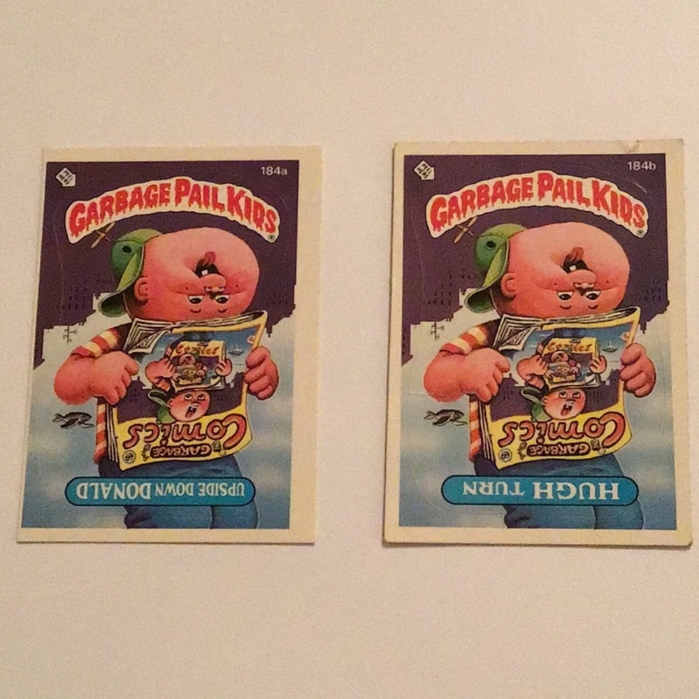 1986 Garbage Pail Kids Upside Down DONALD. #184a & HUGH TURN  #184 b